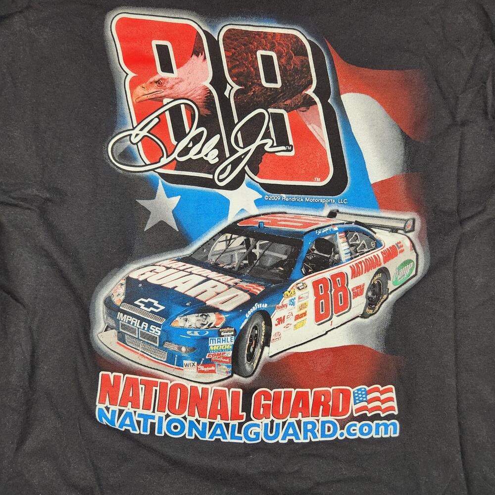 National Guard Dale Jr Shirt Mens Large Black NASCAR 88 Car Graphic Patriotic
